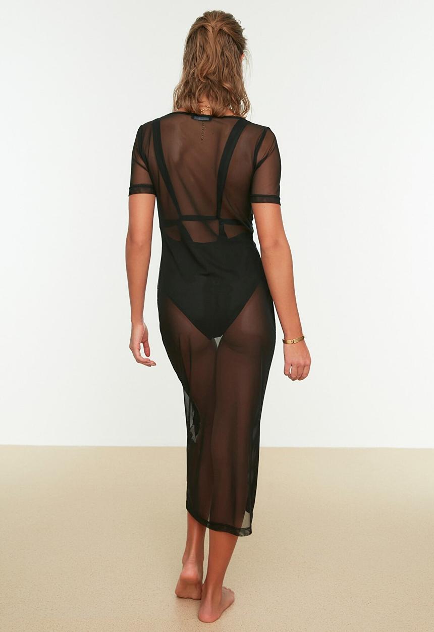 Trendyol - Mesh dress beach dress - black