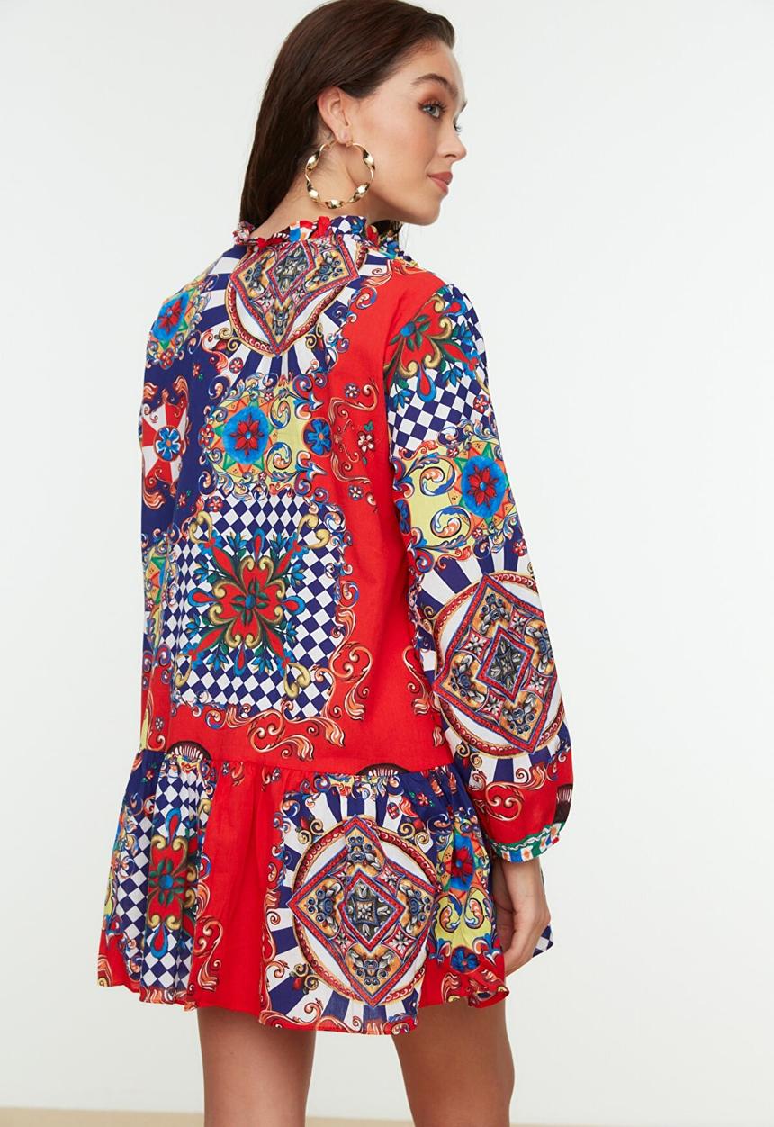 Trendyol - Mosaic patterned tasseled beach dress  - multi
