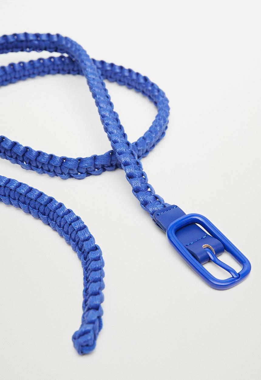 MANGO - Braided buckle belt - blue