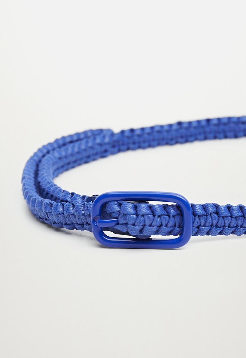 MANGO - Braided buckle belt - blue