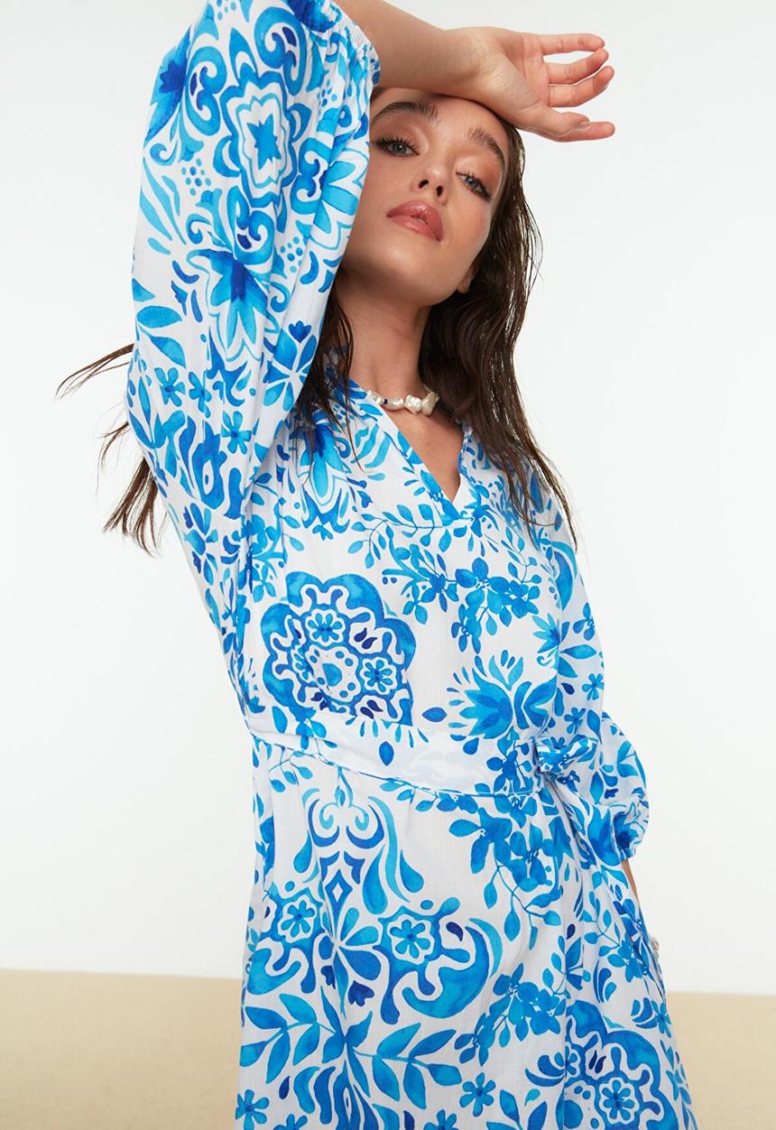 Trendyol - Ethnic pattern beach dress - blue