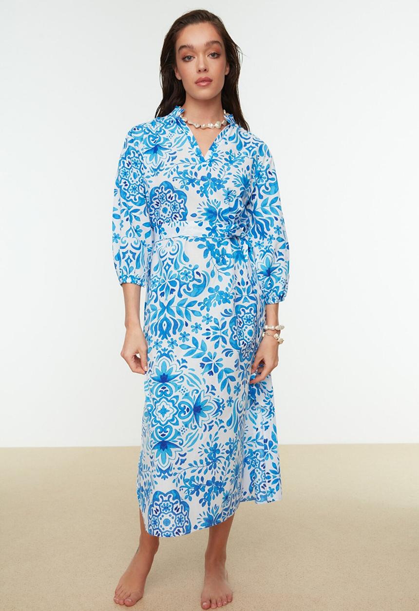 Trendyol - Ethnic pattern beach dress - blue