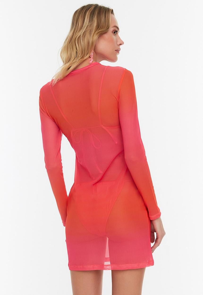 Trendyol - Gradient mesh beach dress - pink