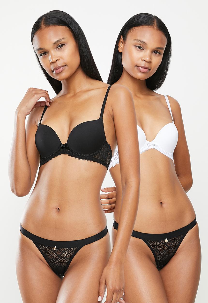 KANGOL - 2pack double push up bra - black & white