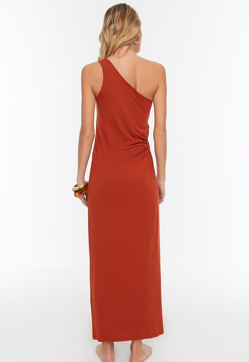 Trendyol - One shoulder knitted beach dress - brown