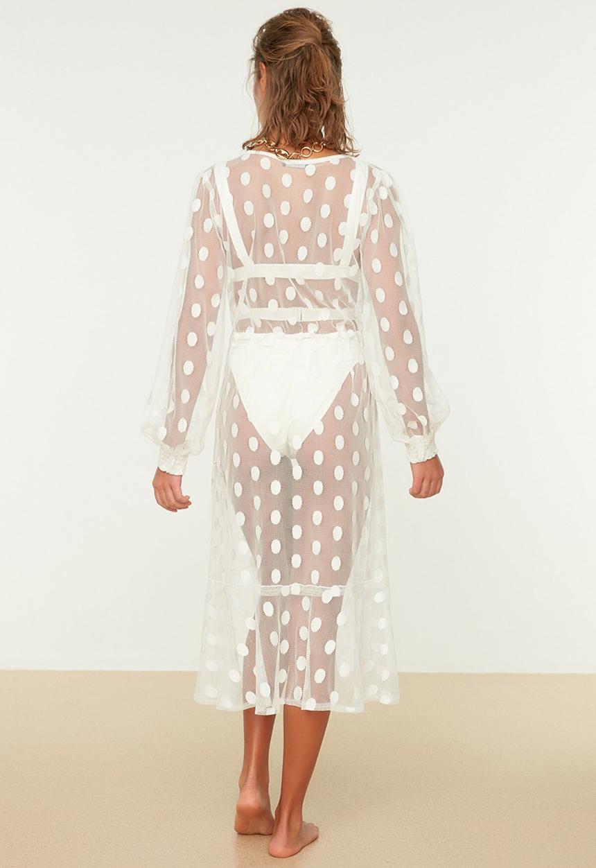 Trendyol - Print detail kimono kaftan - white