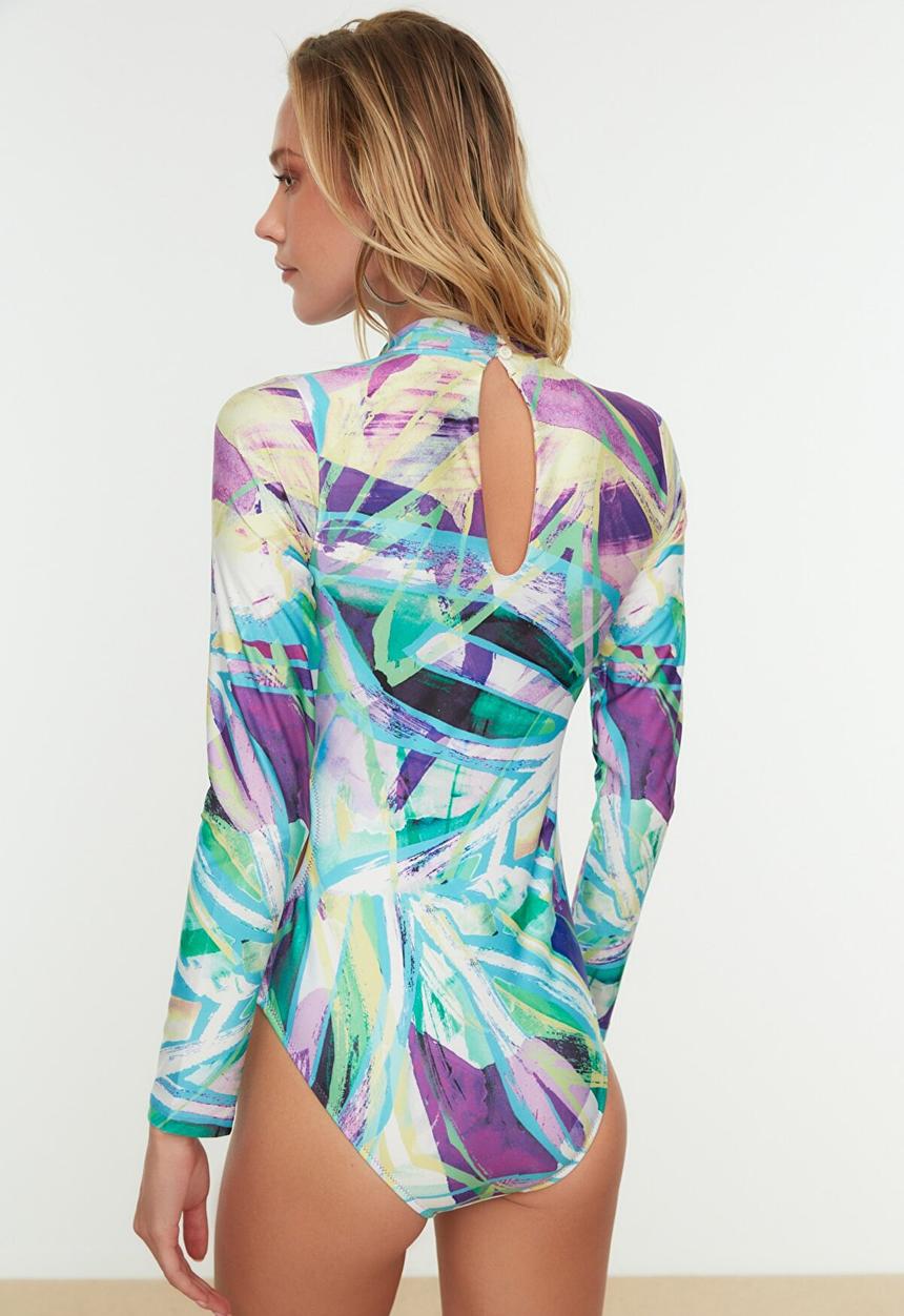 Trendyol - Printed long sleeve swimsuit - multi 