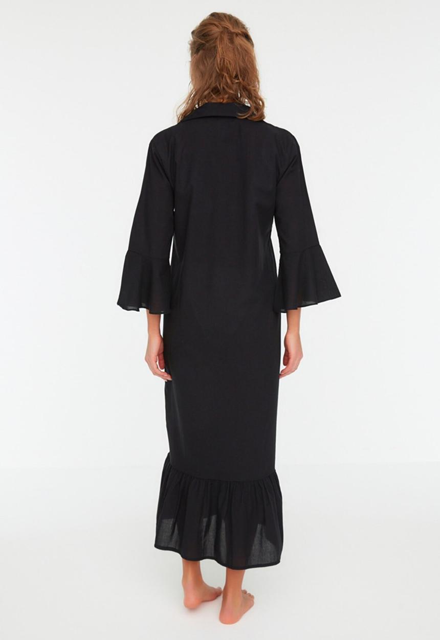 Trendyol - Ruffle detail kimono kaftan - black