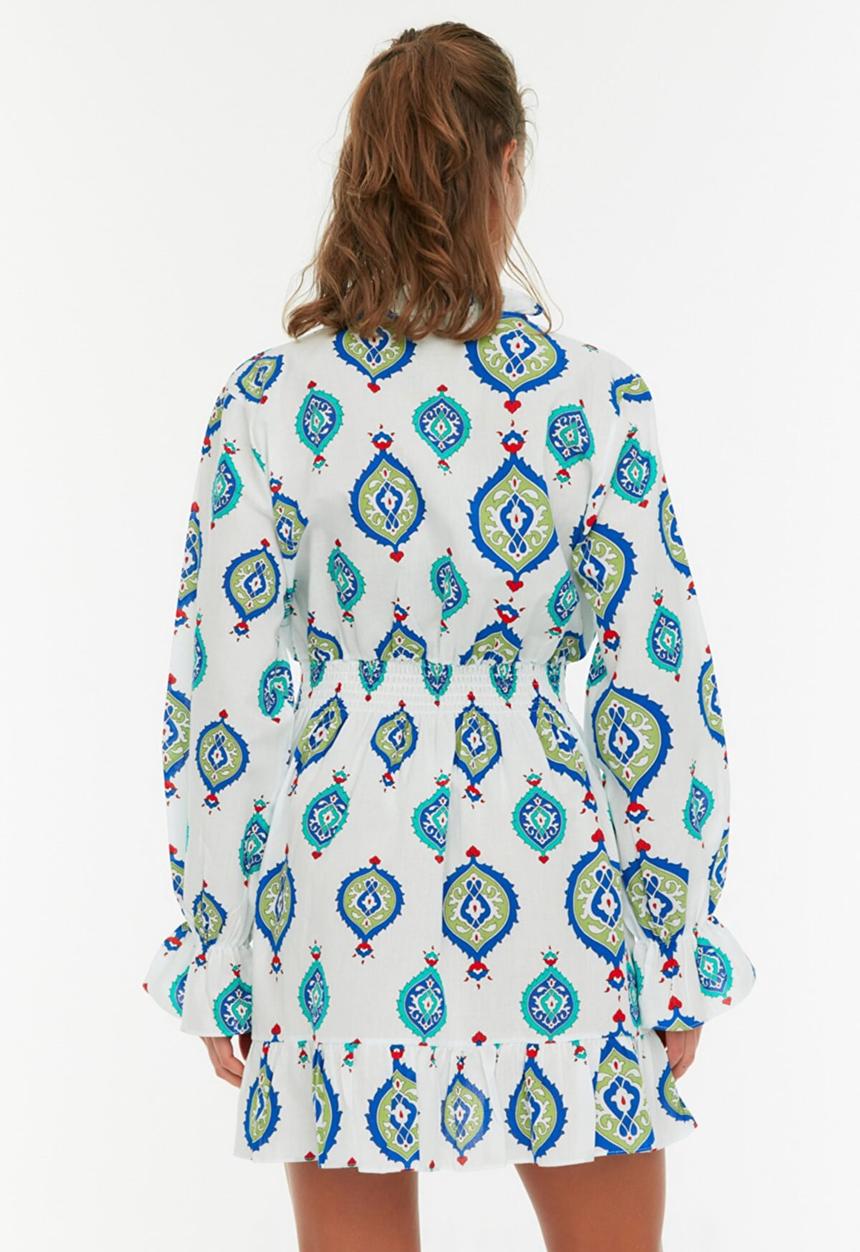 Trendyol - Ethnic patterned voile beach dress - white