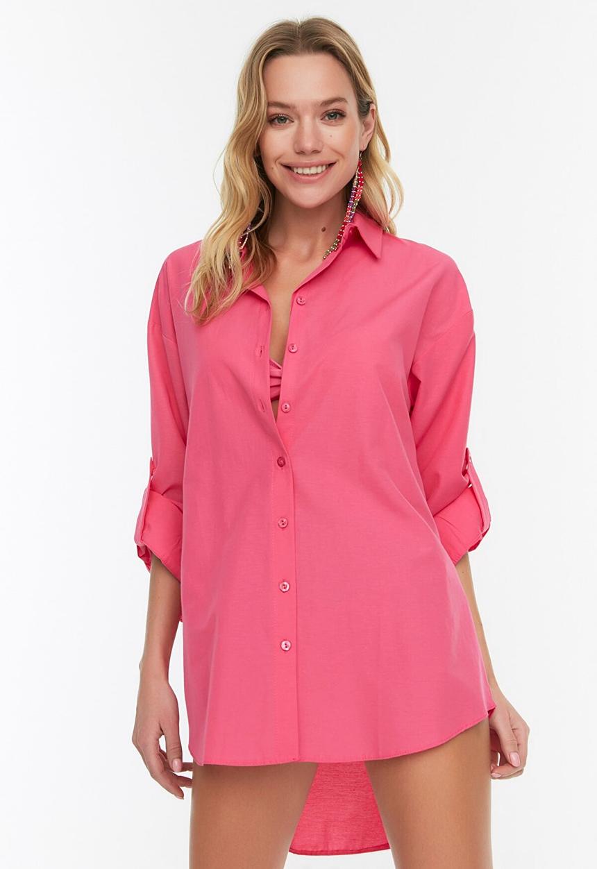 Trendyol - Tunic oversized shirt - pink