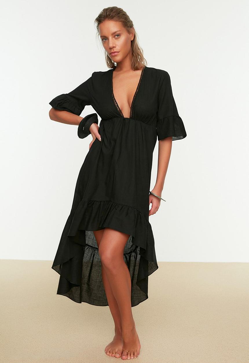 Trendyol - Ruffle detailed beach dress  - black