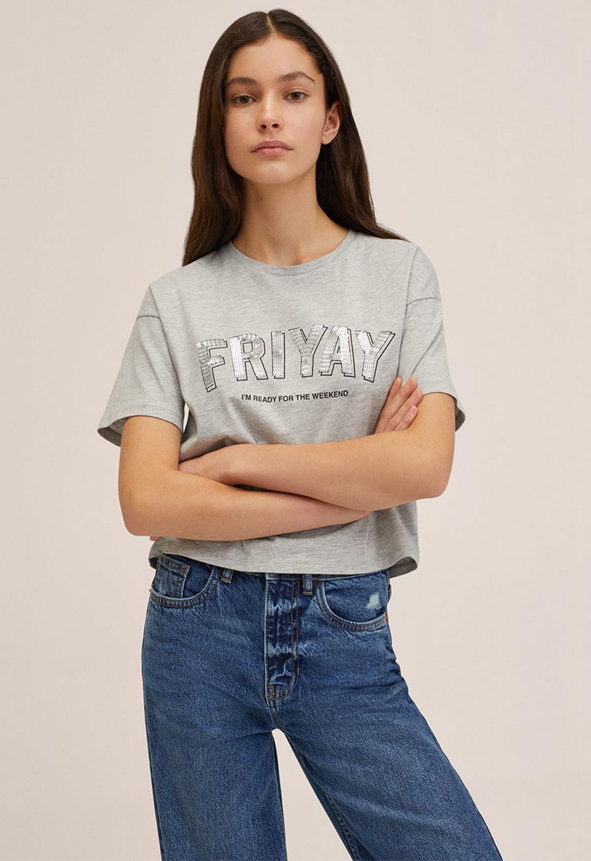 MANGO - T-shirt friyay - grey
