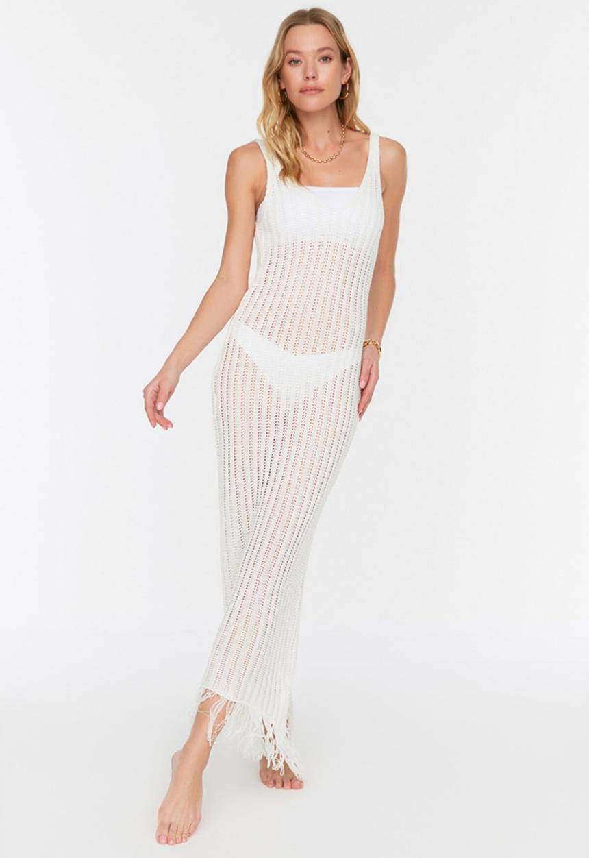 Trendyol - Knit beach dress - white