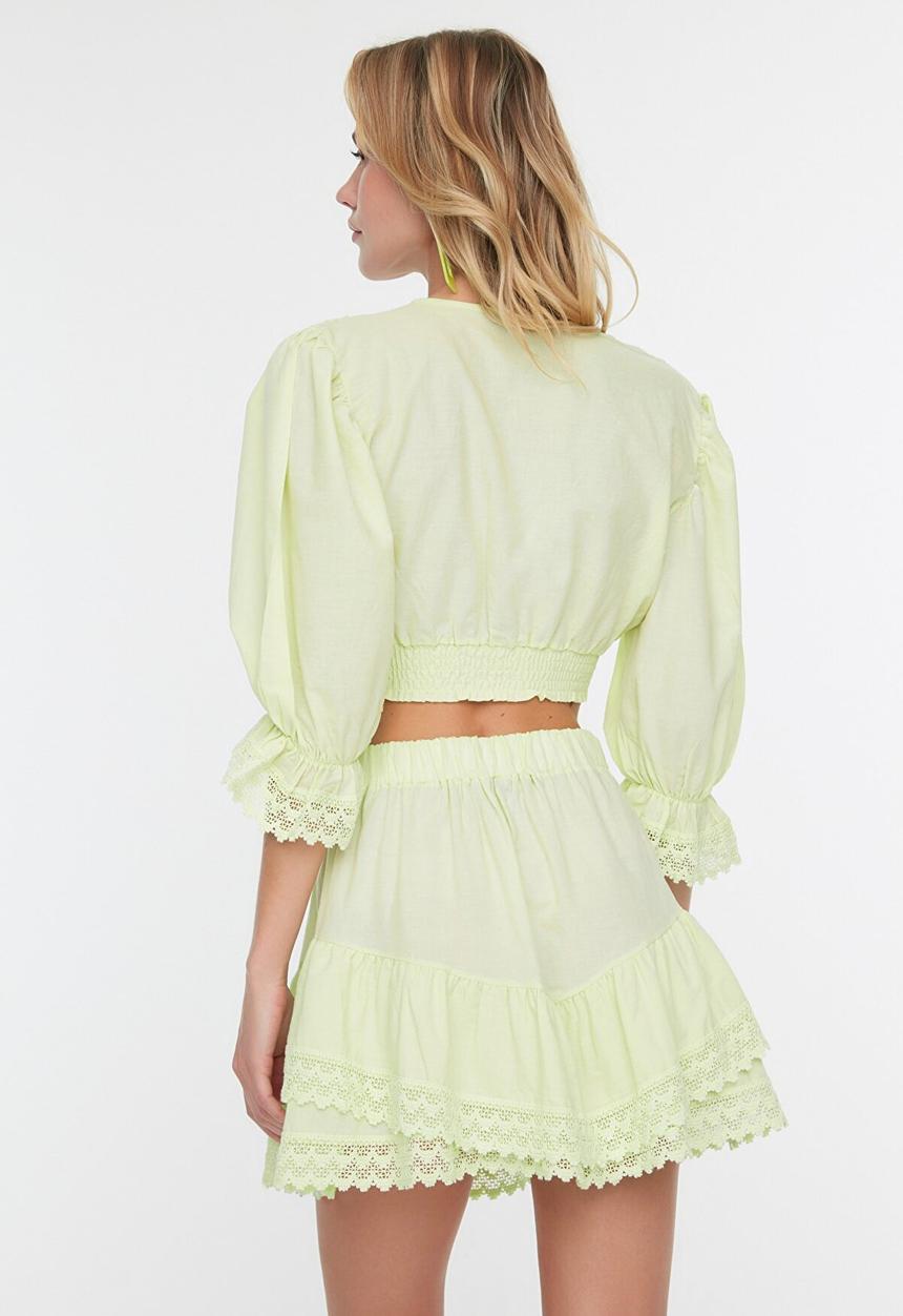 Trendyol - Lace detailed voile bottom-top set - mint
