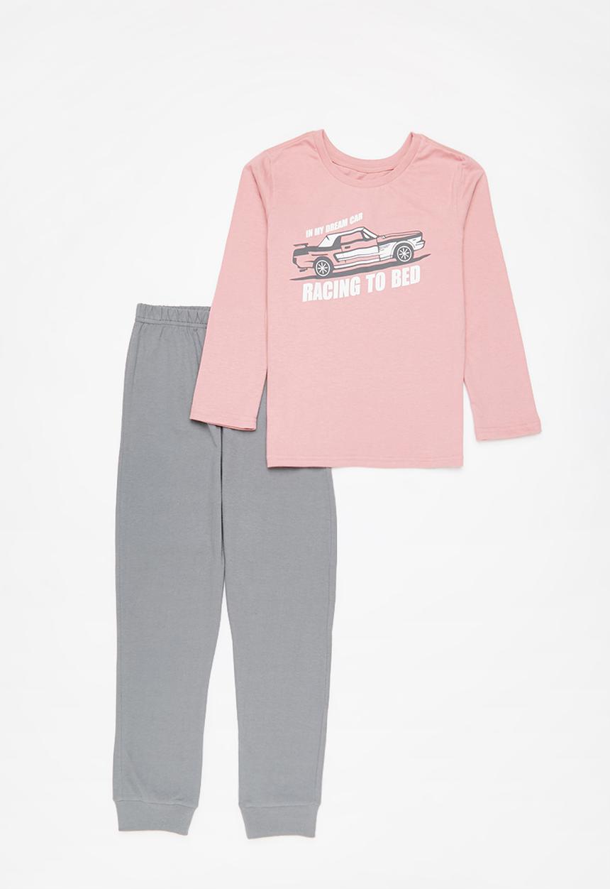 Pop Candy - Boys top & pants pj set - dusty pink & charcoal