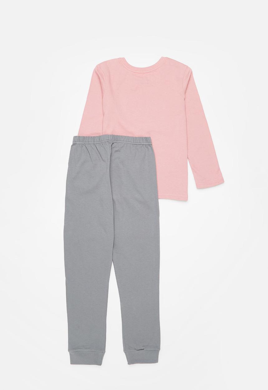 Pop Candy - Boys top & pants pj set - dusty pink & charcoal