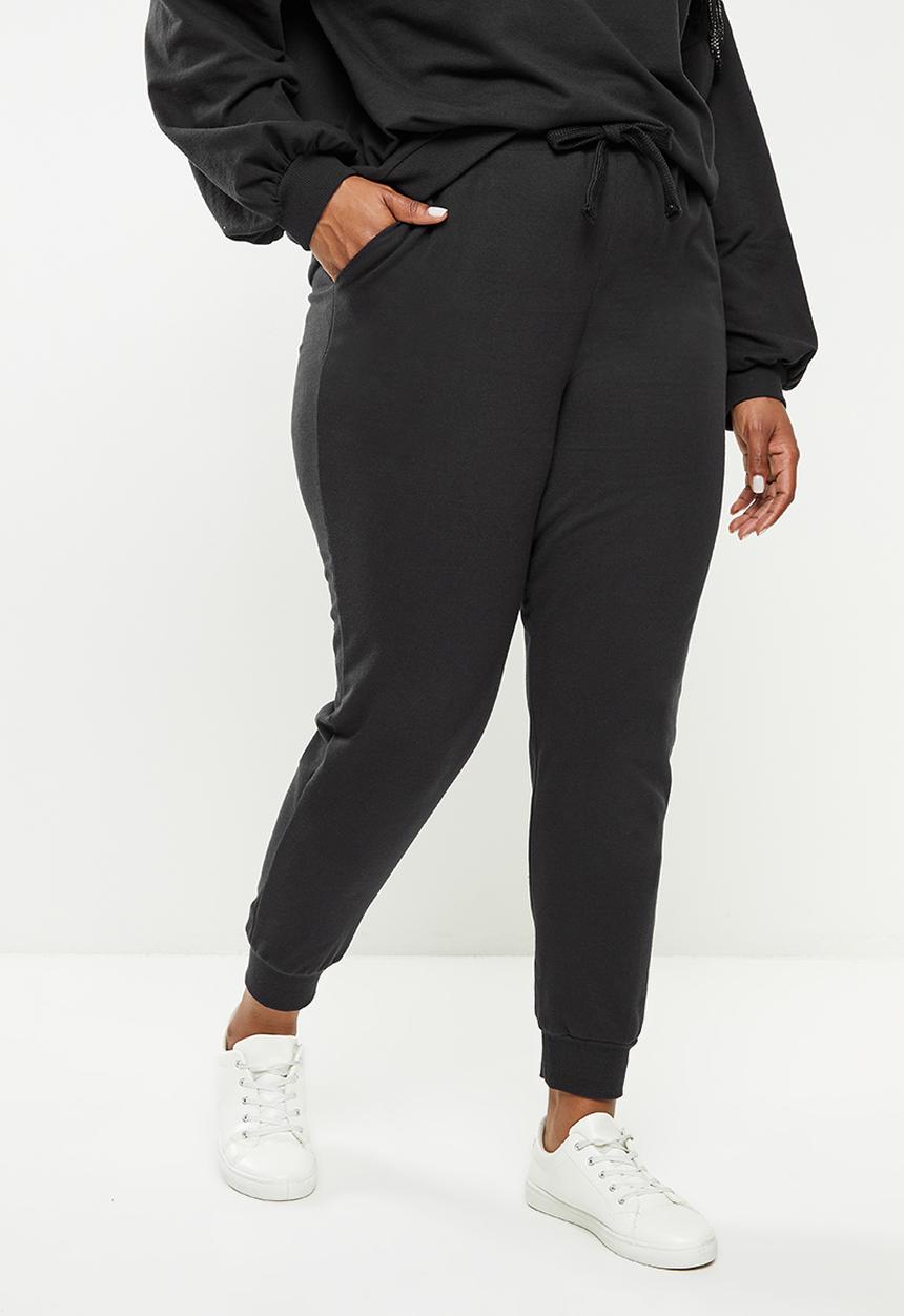 Me&B - Plus cotton fleece pants - black