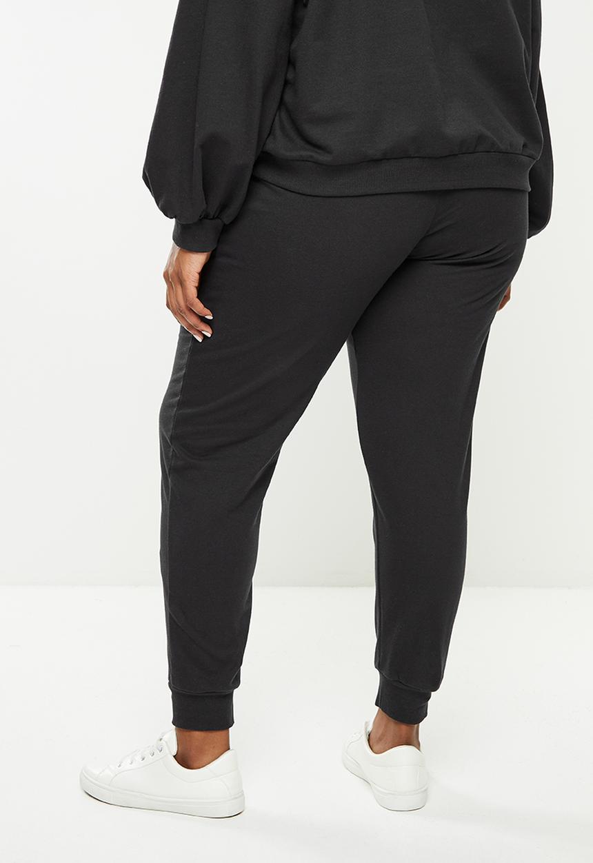 Me&B - Plus cotton fleece pants - black