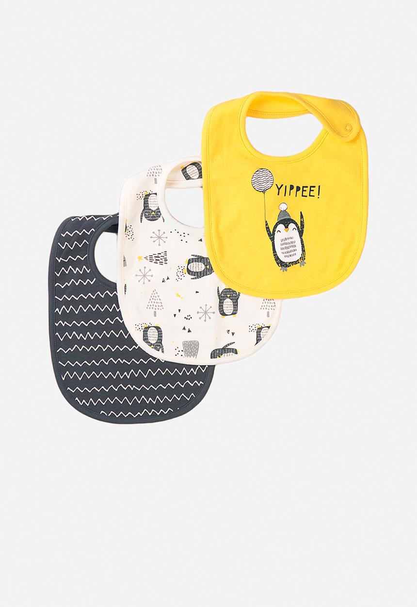MINOTI - 3-pack baby bibs - yellow & multi