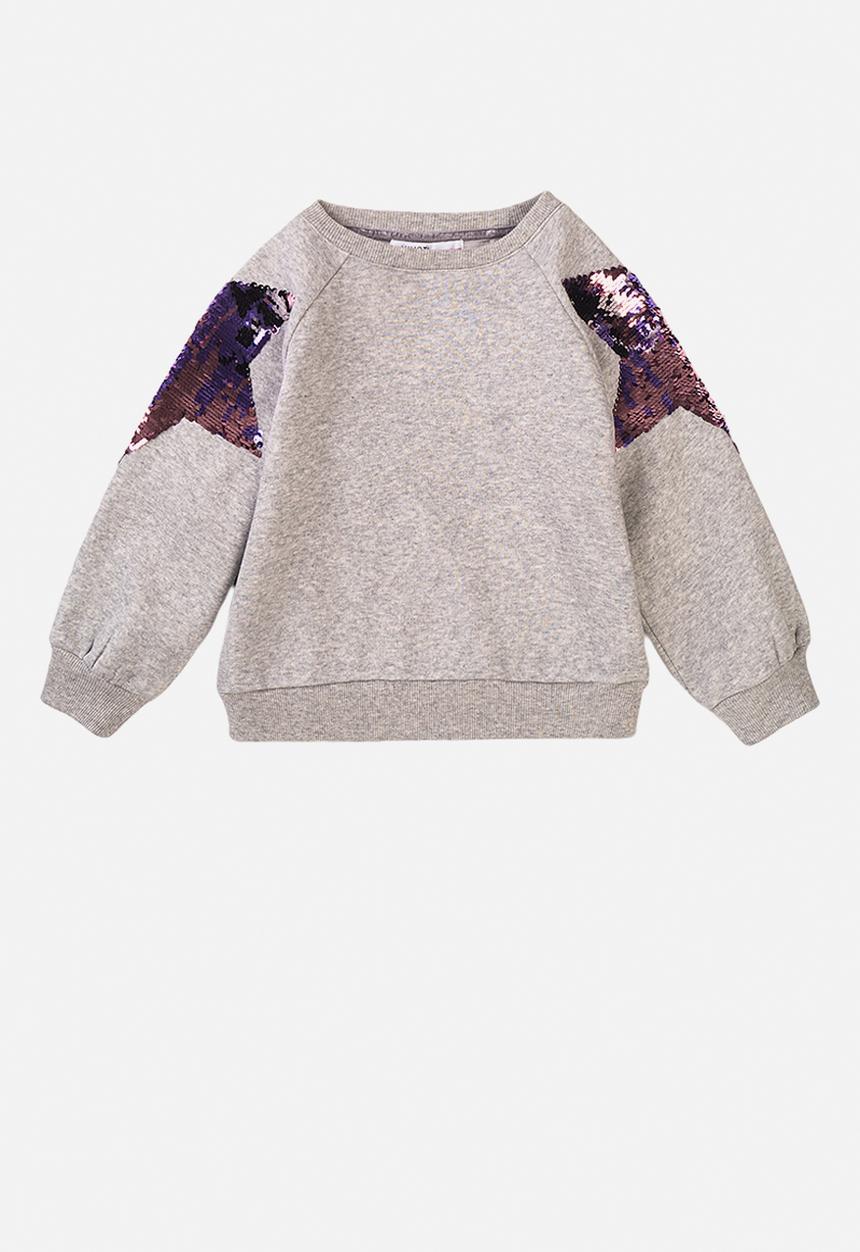 MINOTI - Fleece crew jumper with flippy sequins - grey