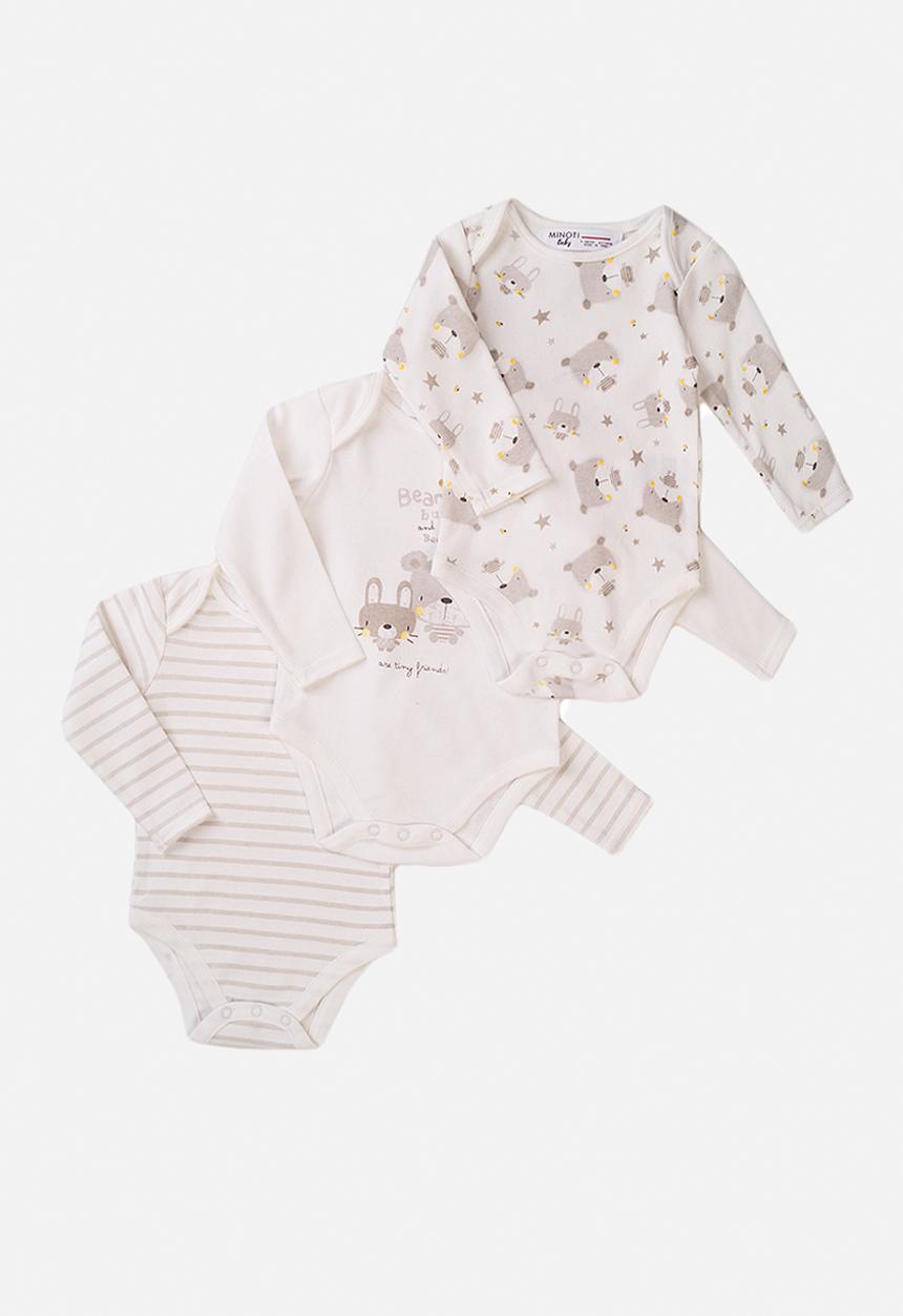 MINOTI - 3-pack babygrows - cream