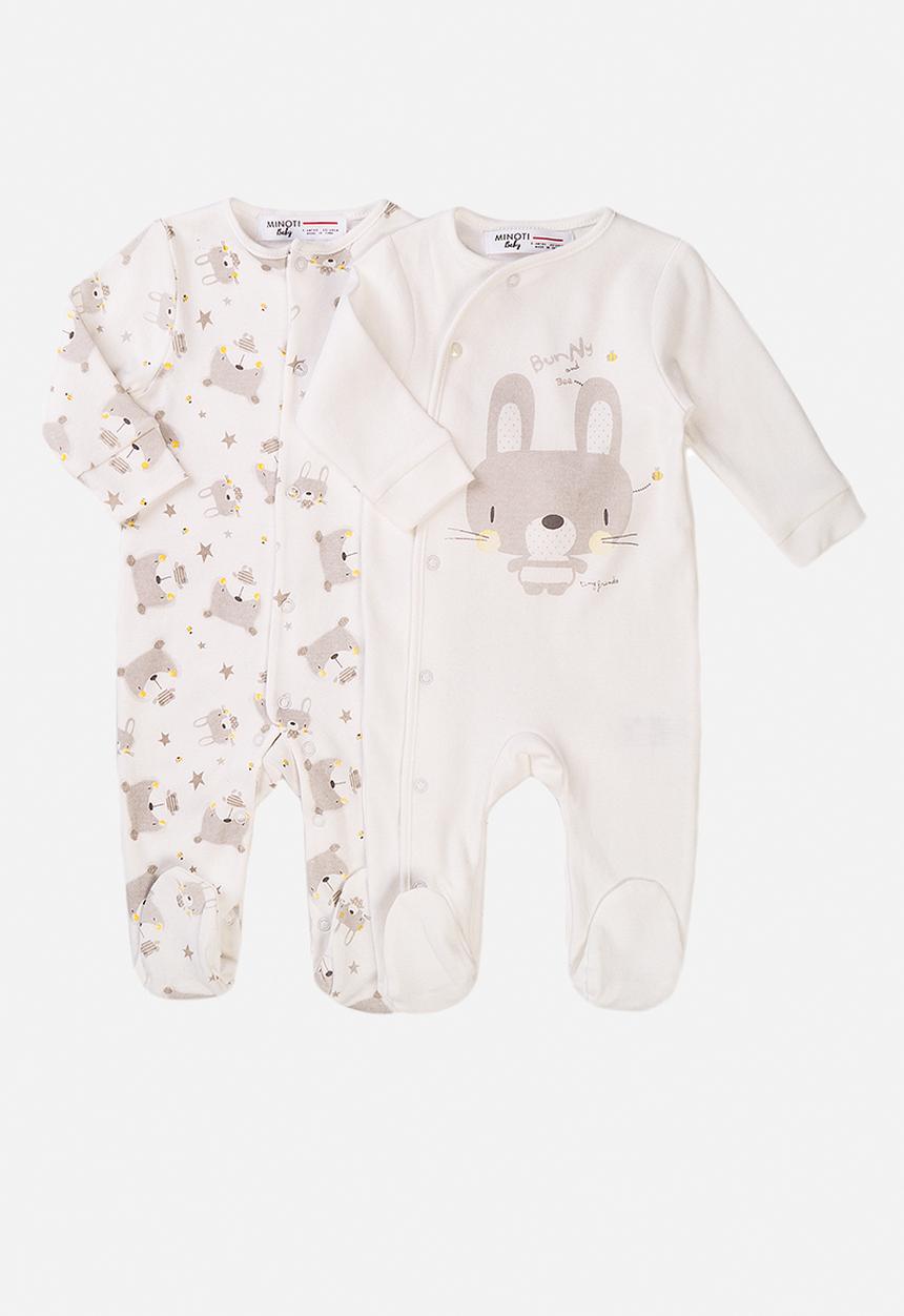 MINOTI - 2-pack baby sleepsuits - cream