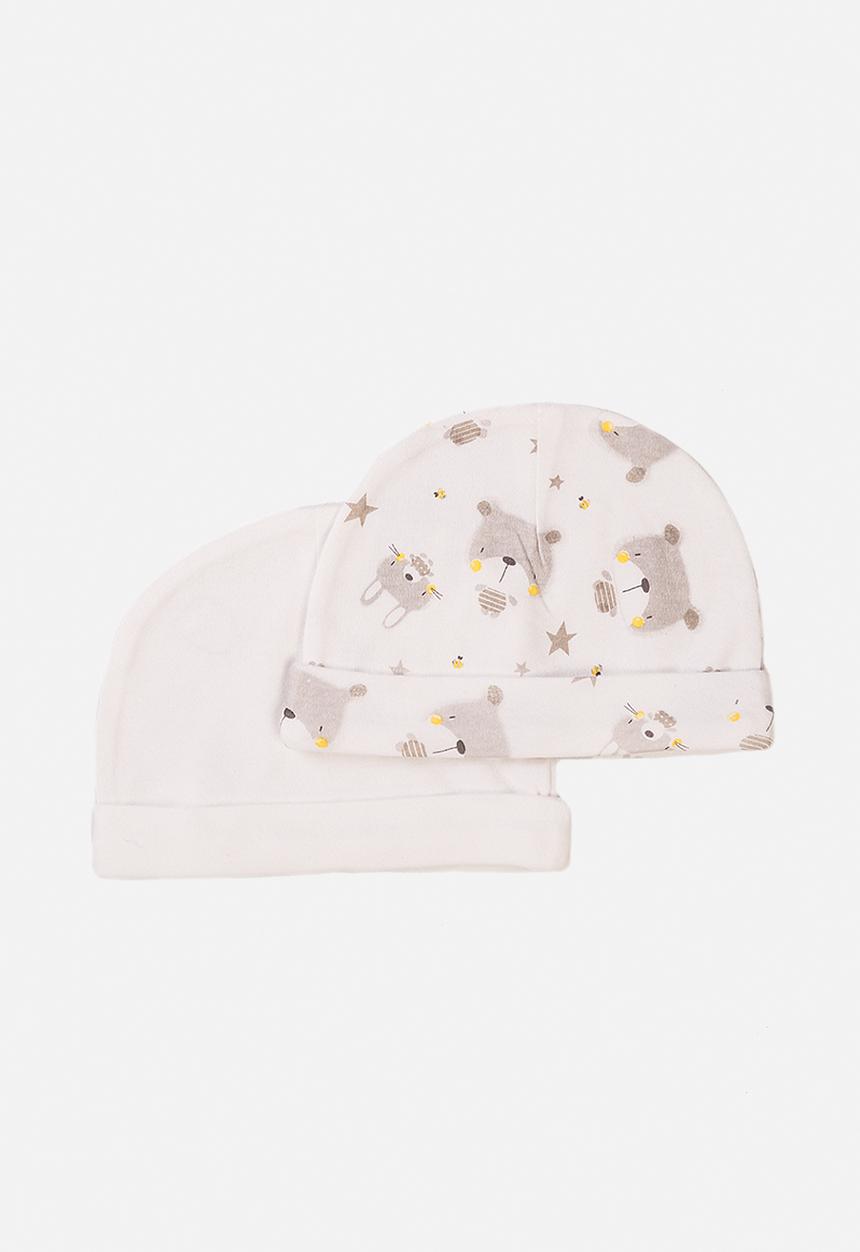MINOTI - 2-pack baby caps - cream