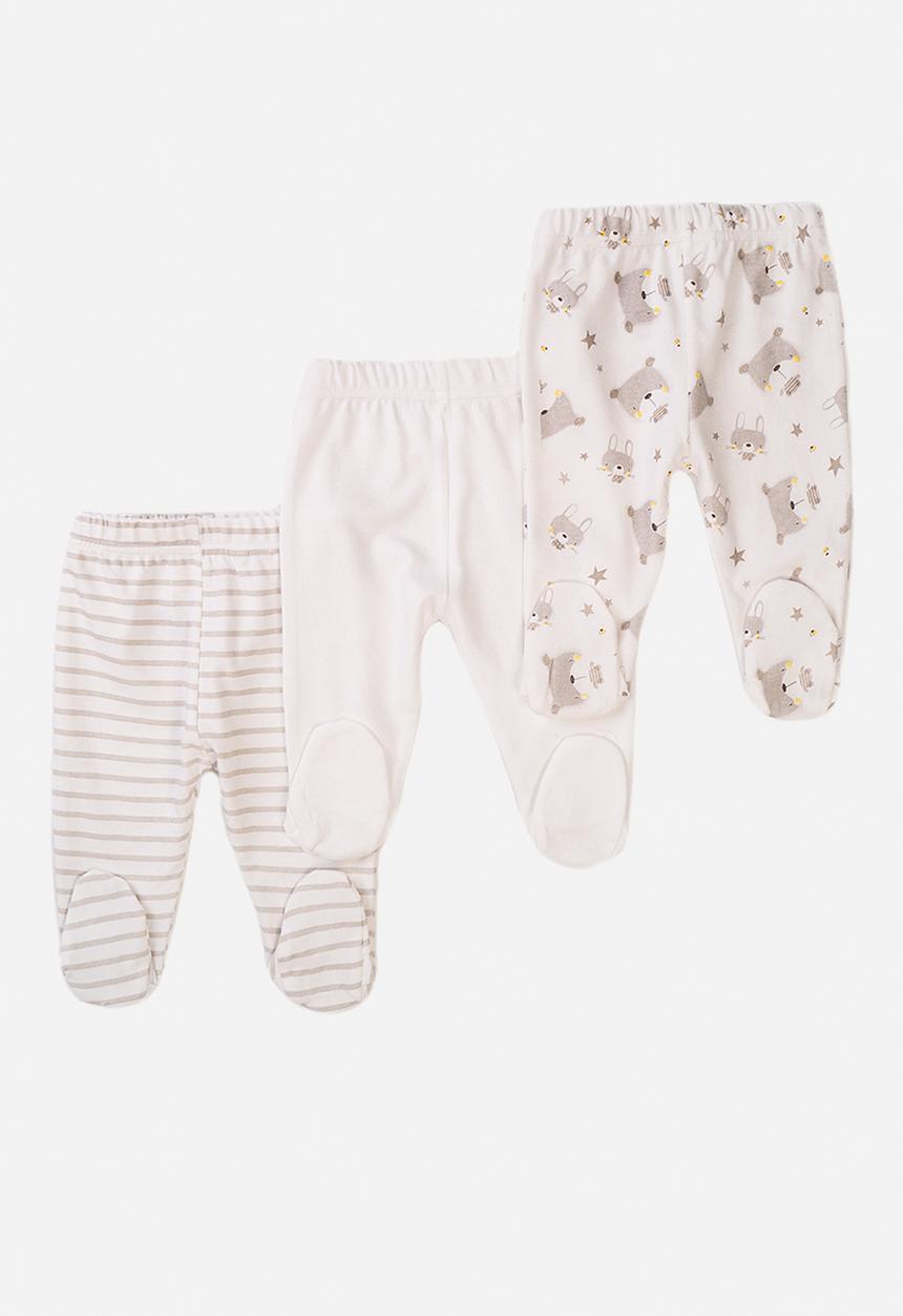 MINOTI - 3-pack baby leggings - cream
