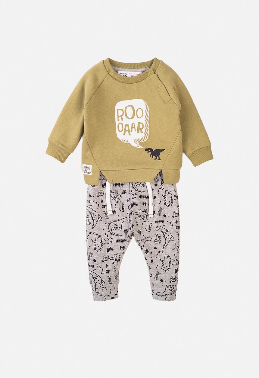 MINOTI - Roar top and bottom set - khaki grey aop