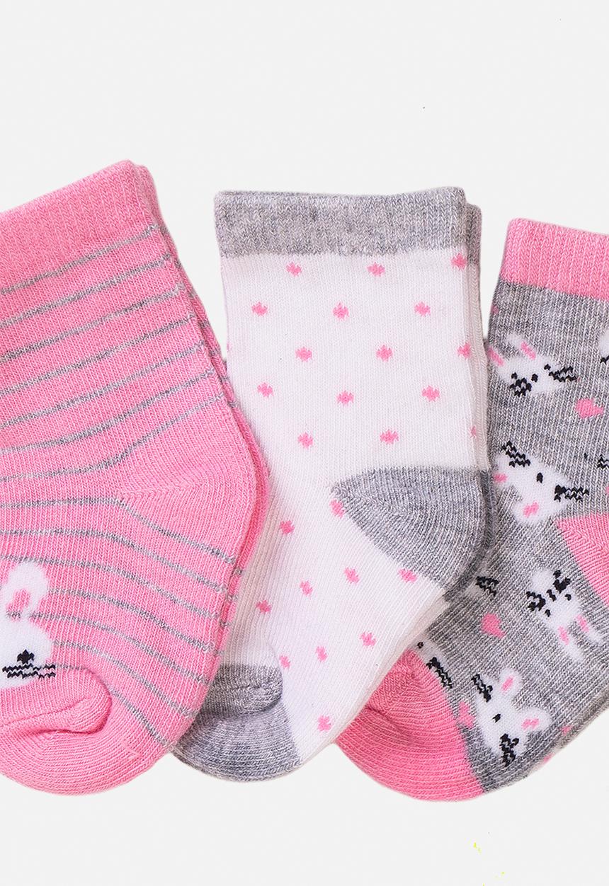 MINOTI - 3-pack rabbit jaquard socks - multi