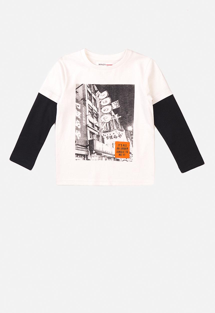 MINOTI - Urban jungle top - ecru black
