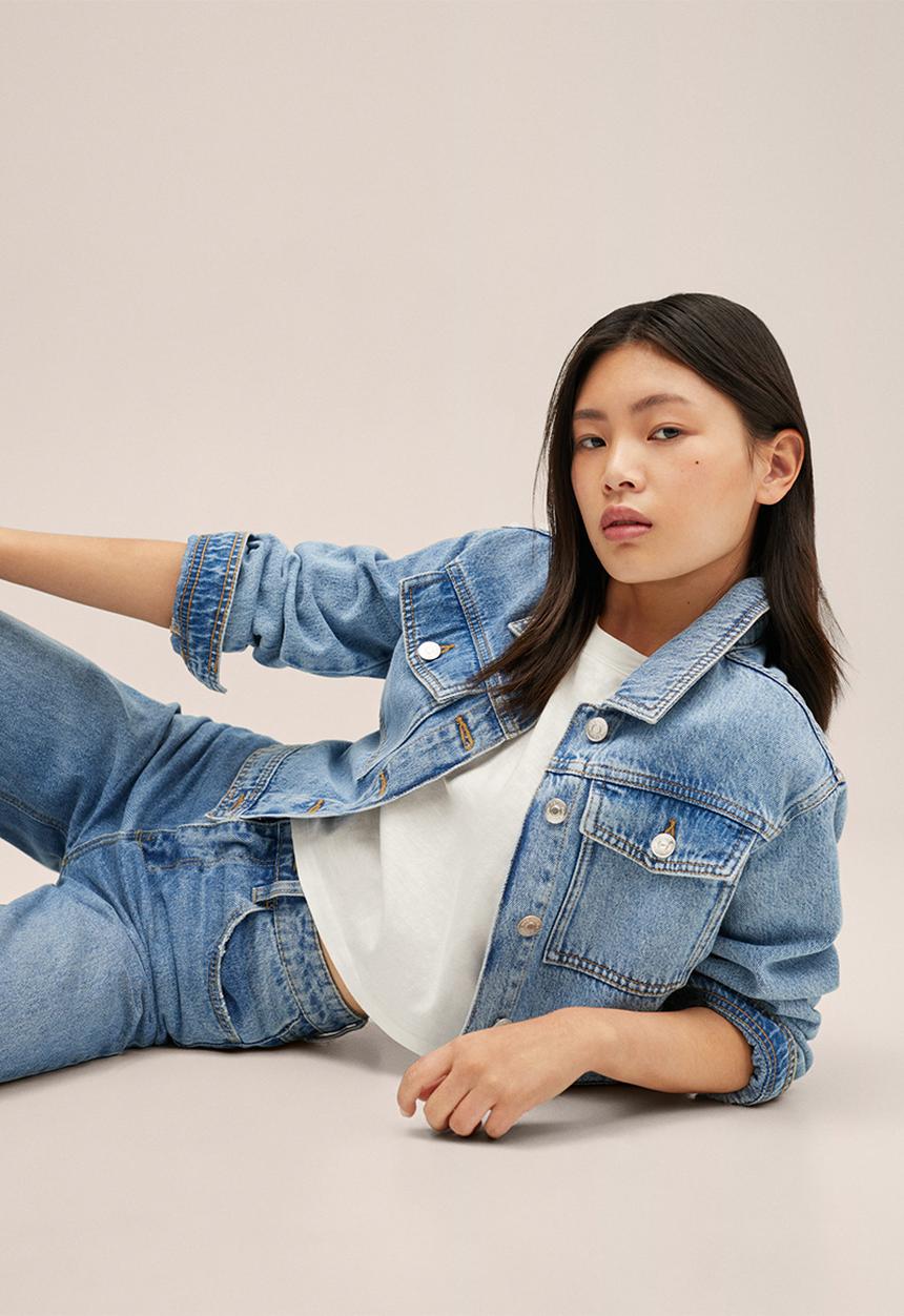 MANGO - Jacket cropped - blue