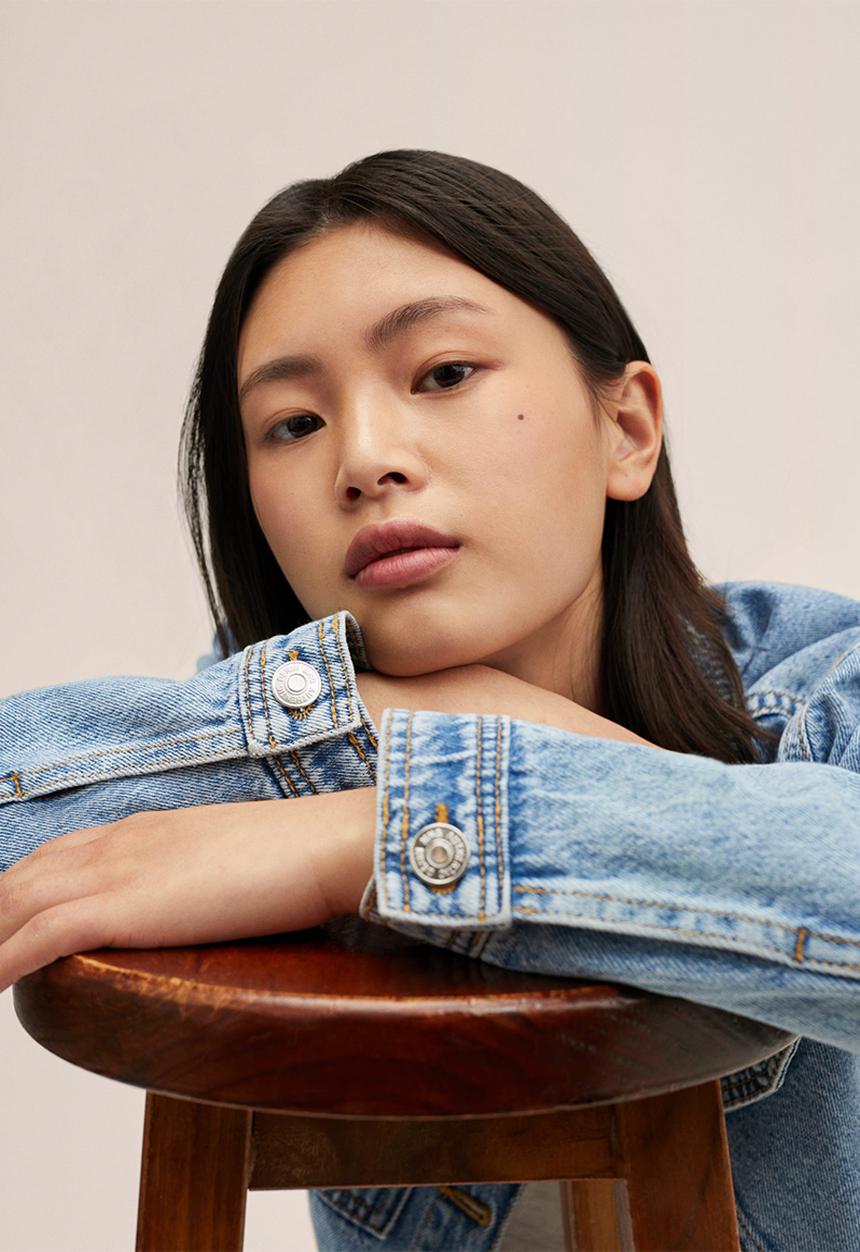 MANGO - Jacket cropped - blue
