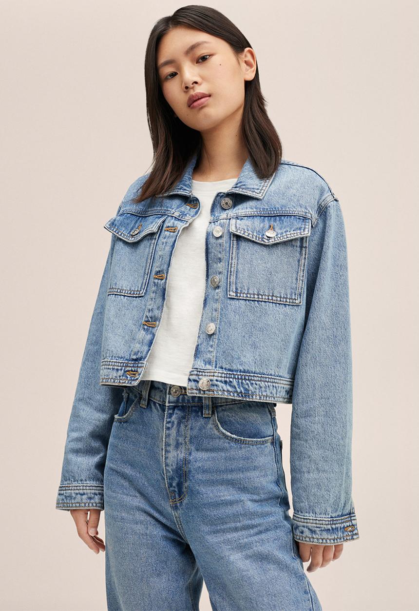MANGO - Jacket cropped - blue