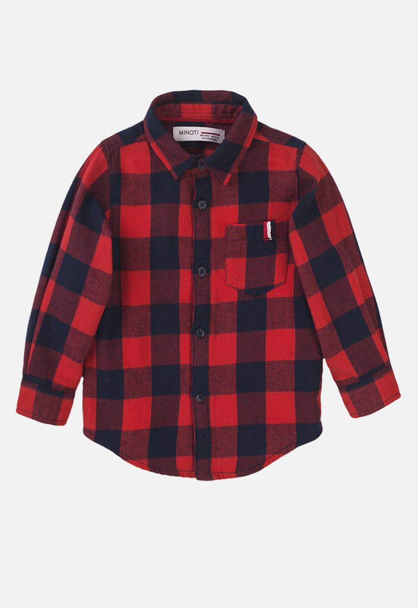 MINOTI - Checkered shirt - navy & red