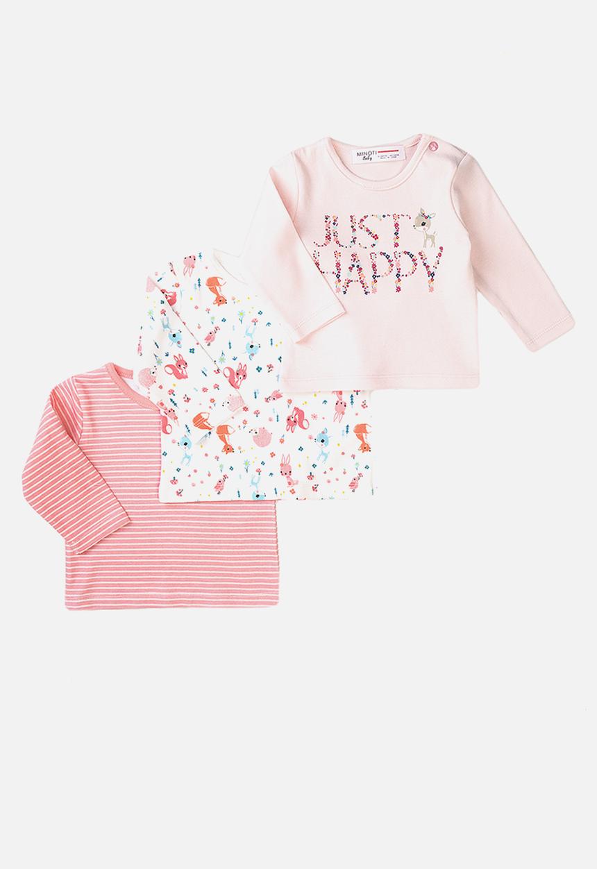 MINOTI - Basic 3-pack long sleeve tops - pink multi