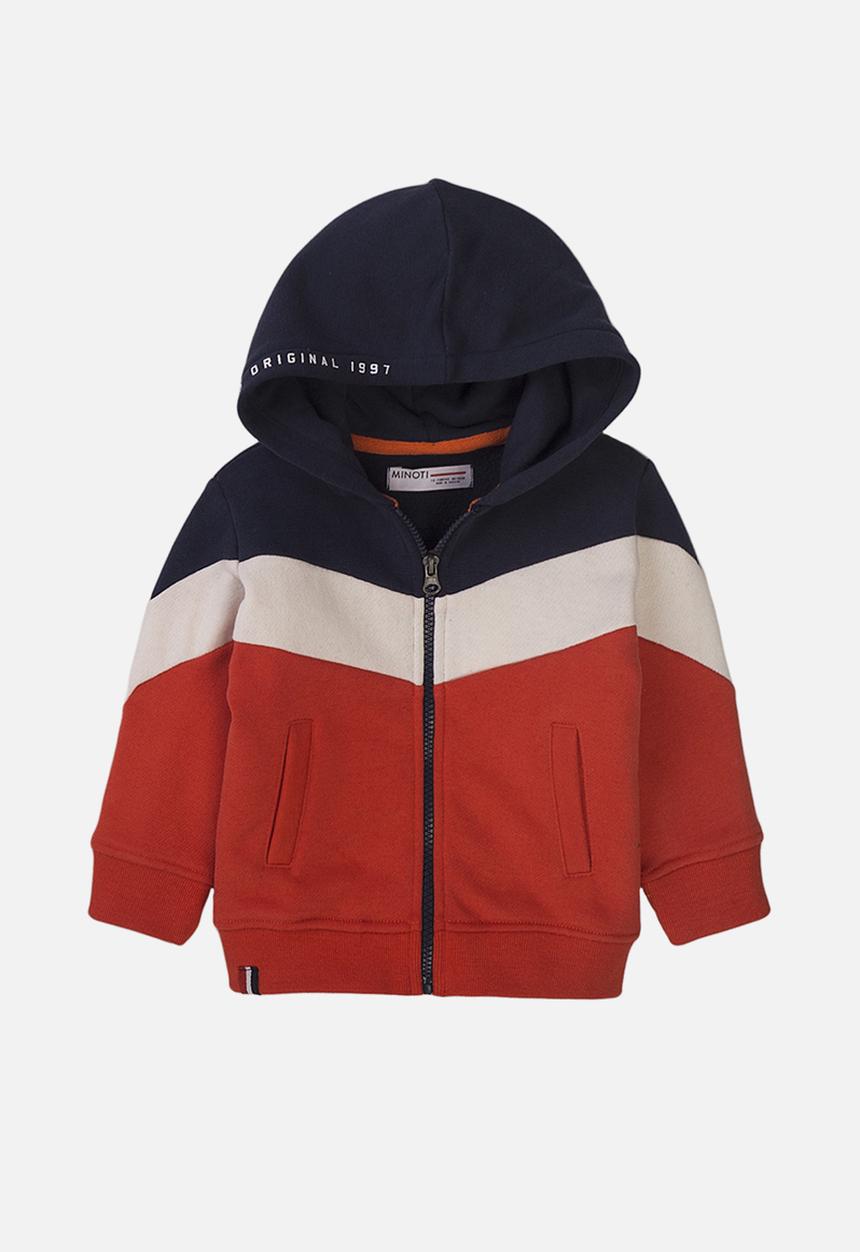 MINOTI - Hooded zip thru - navy & red