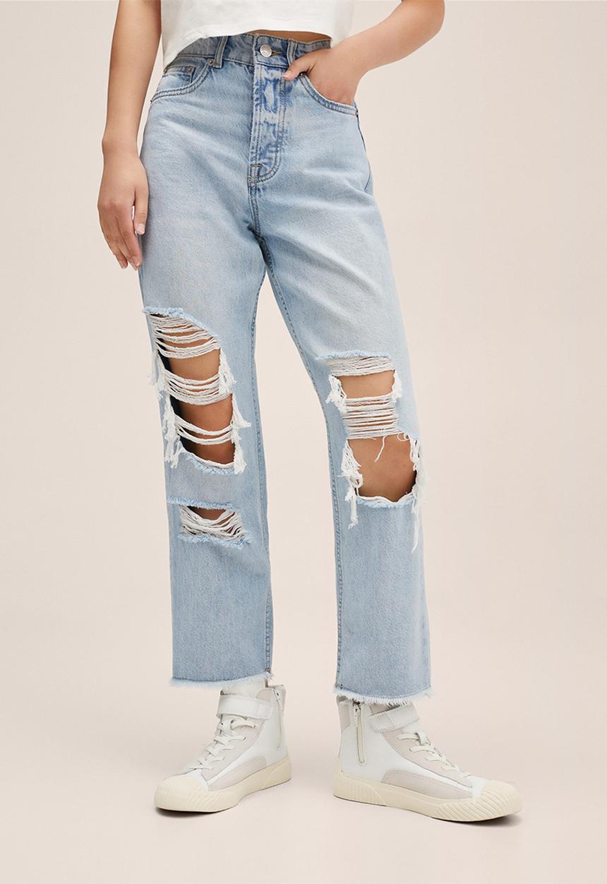 MANGO - Jean rotos - light blue