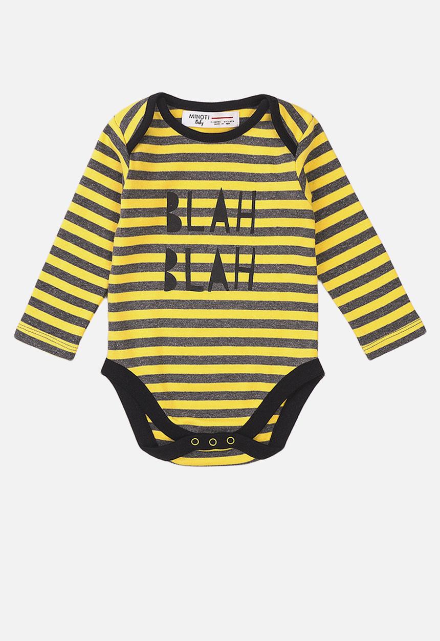 MINOTI - Long sleeve babygrow - mustard stripe