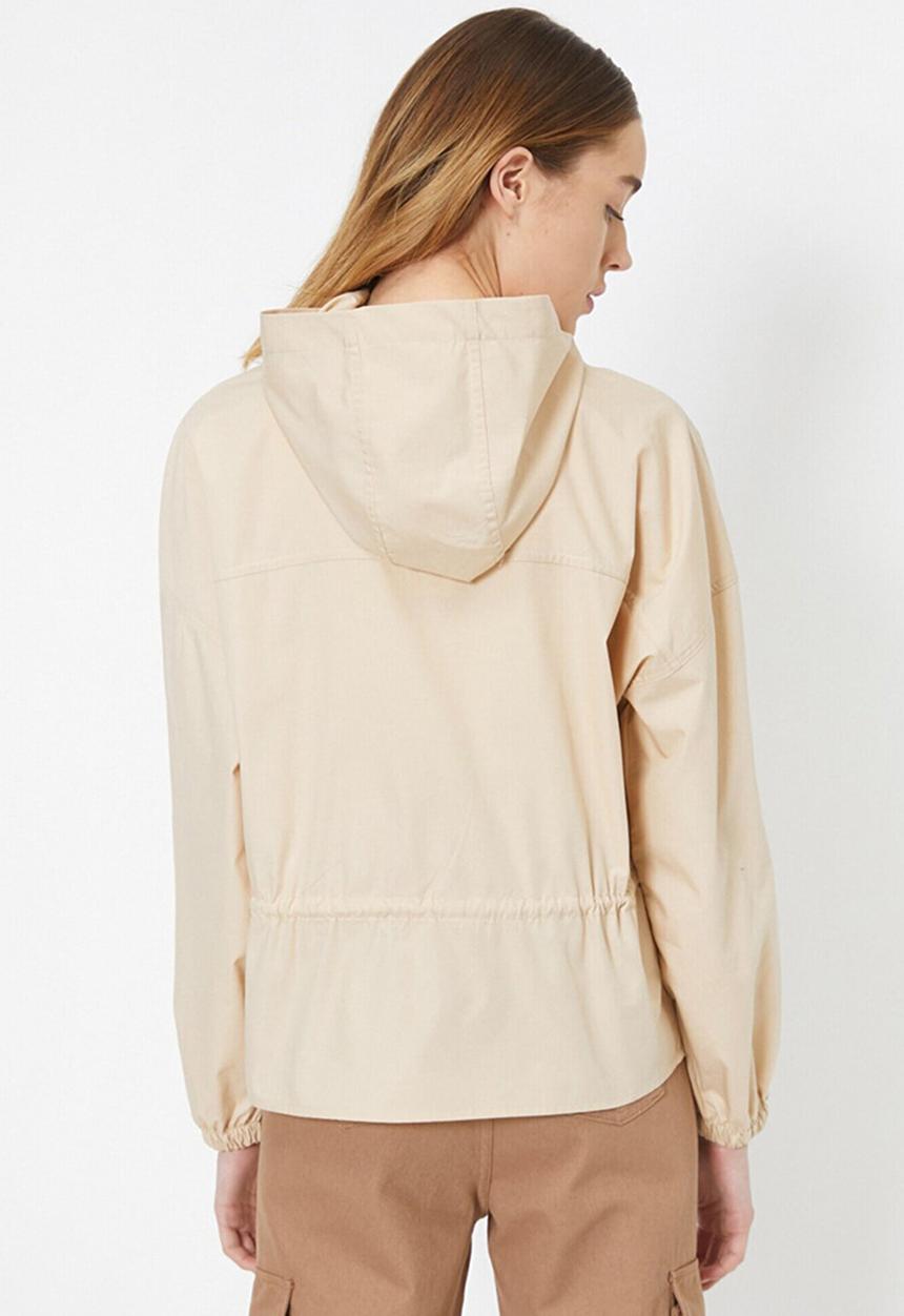 Koton - Hooded pocket detailed zipper jacket - beige