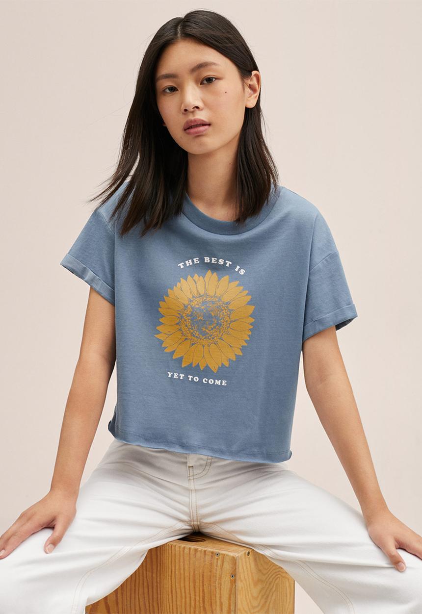 MANGO - T-shirt sun flow - blue