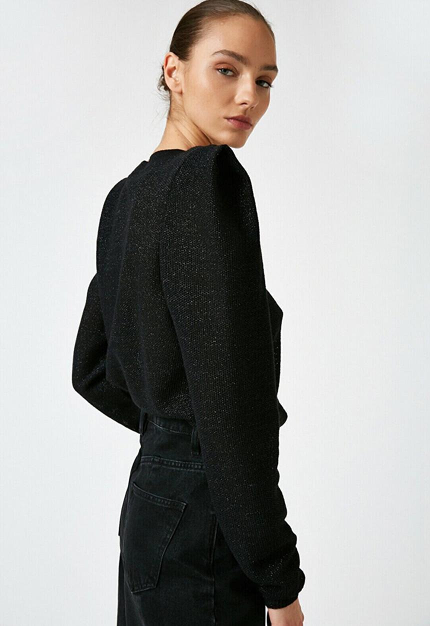 Koton - Crew neck shoulder pad sweater - black