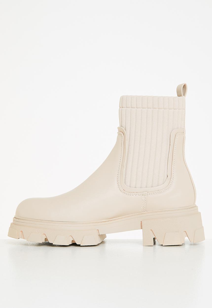Missguided - Knitted panel chunky chelsea boot - cream