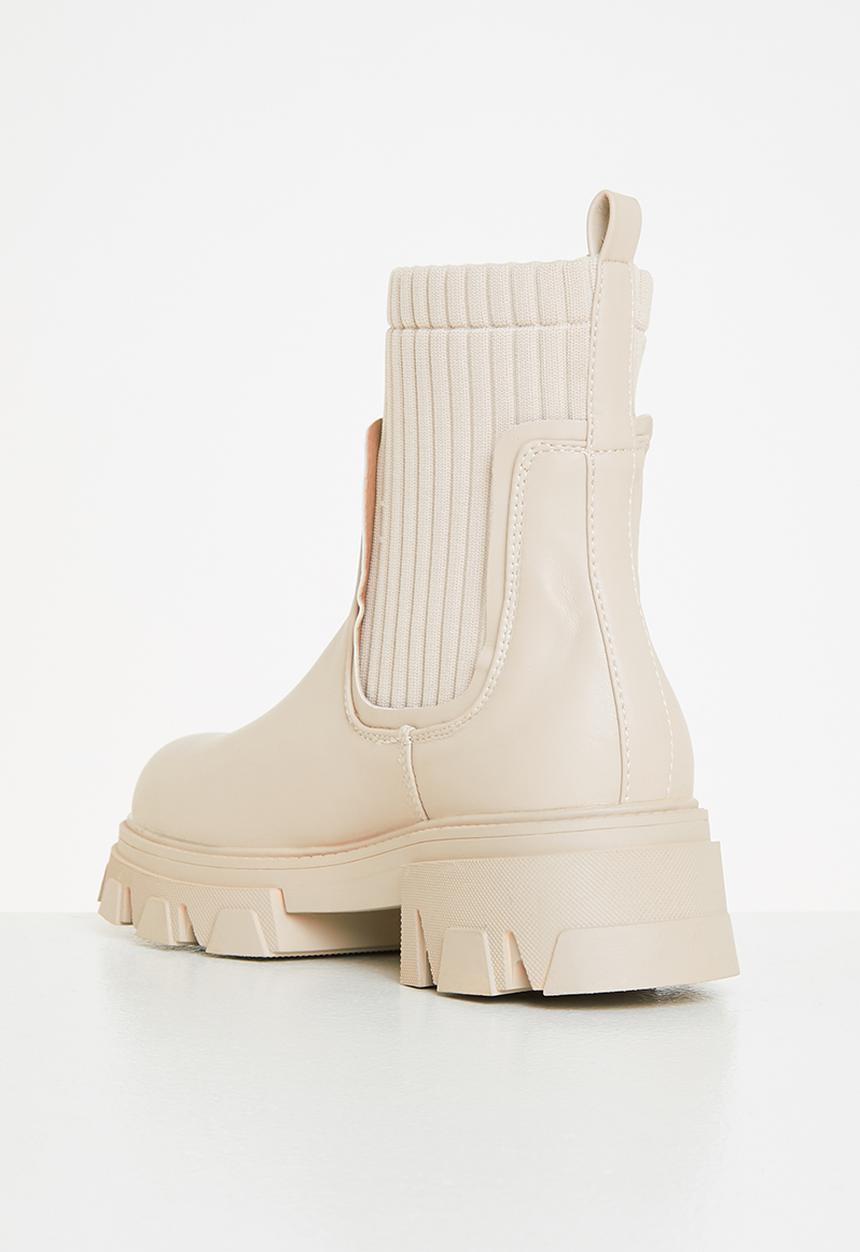 Missguided - Knitted panel chunky chelsea boot - cream