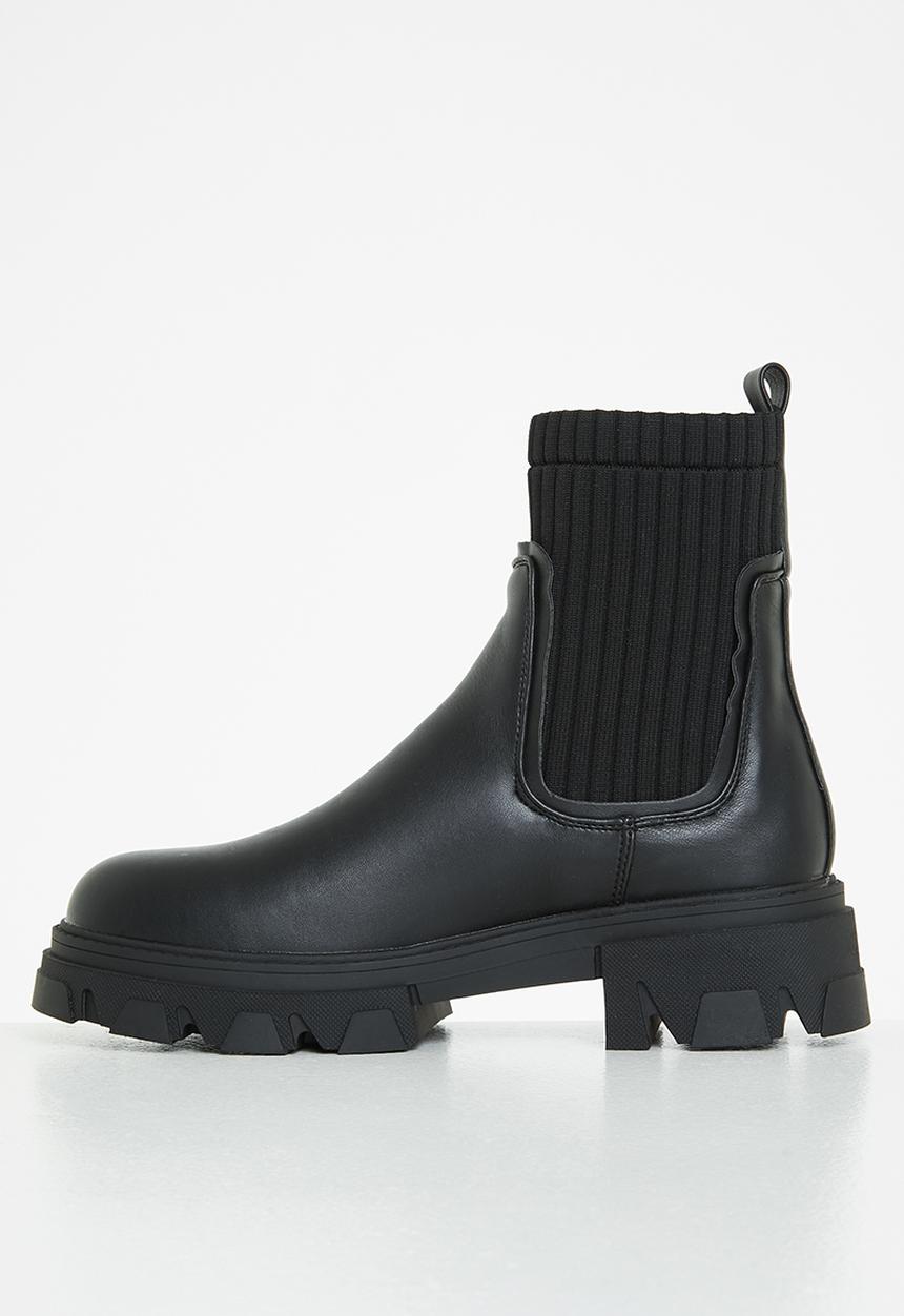 Missguided - Knitted panel chunky chelsea boot - black