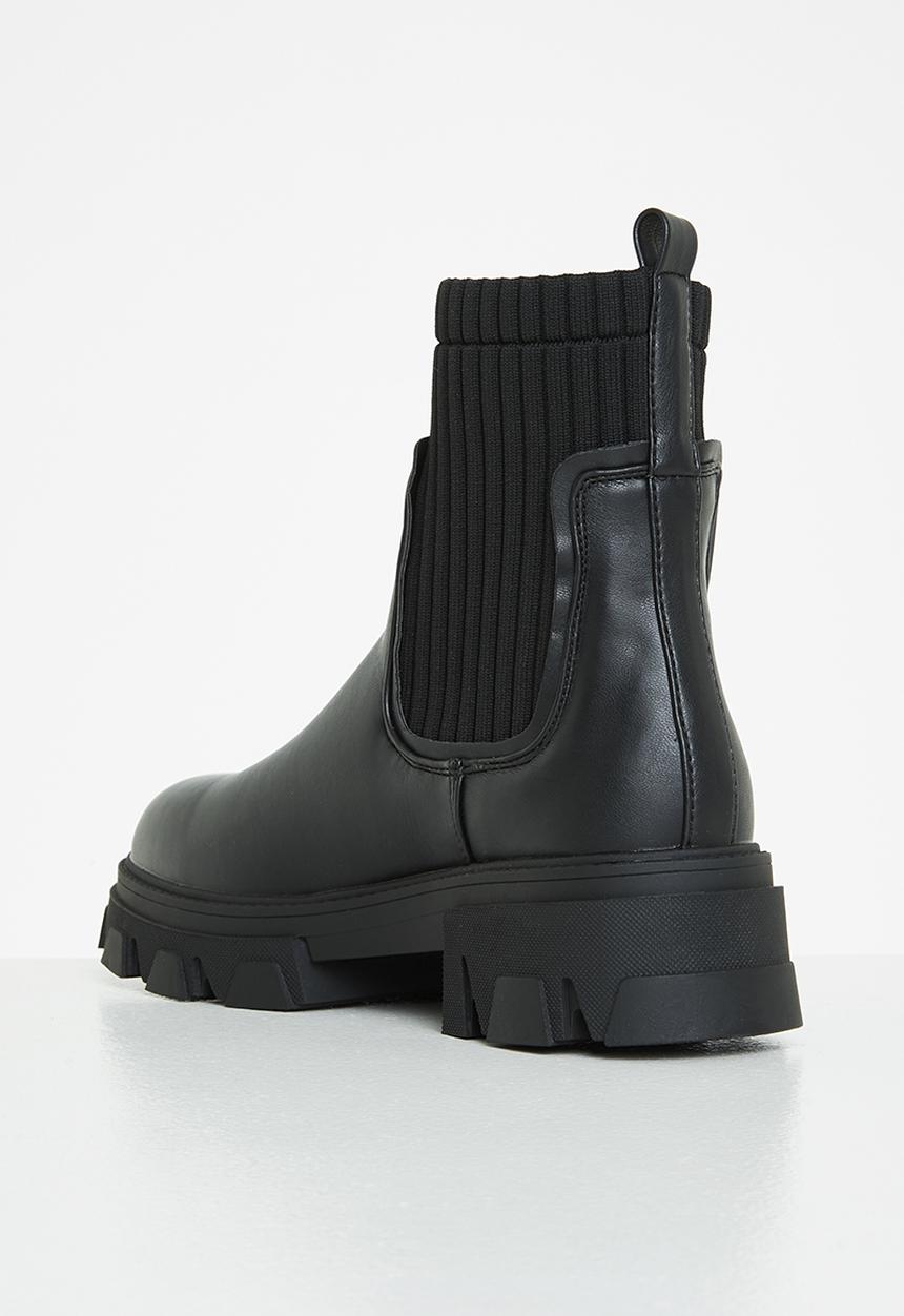 Missguided - Knitted panel chunky chelsea boot - black