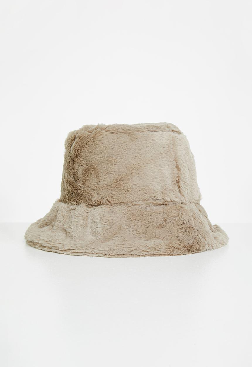 Superbalist - Faux fur bucket hat - taupe