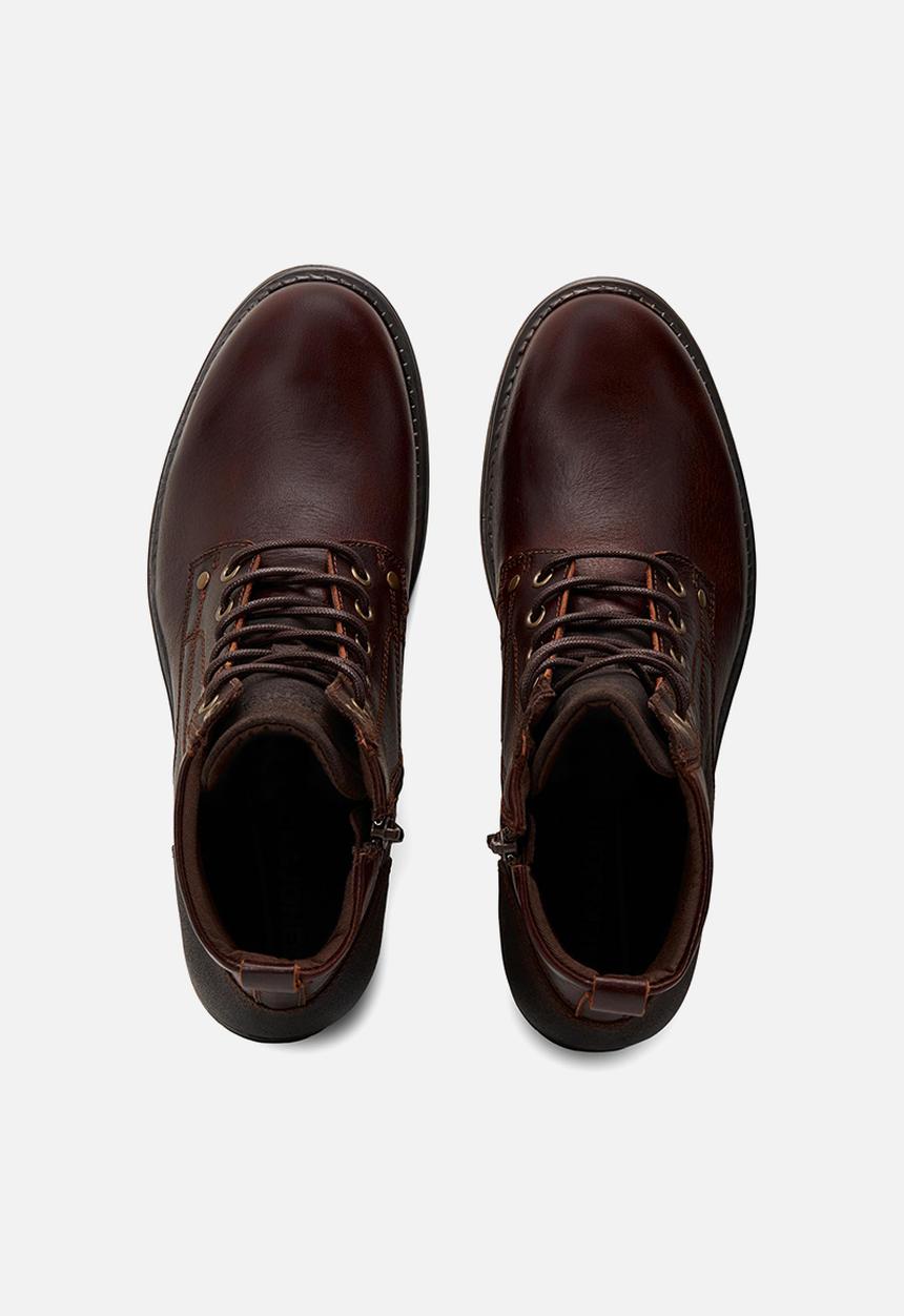 Jack & Jones - Woodford leather boot - brown stone