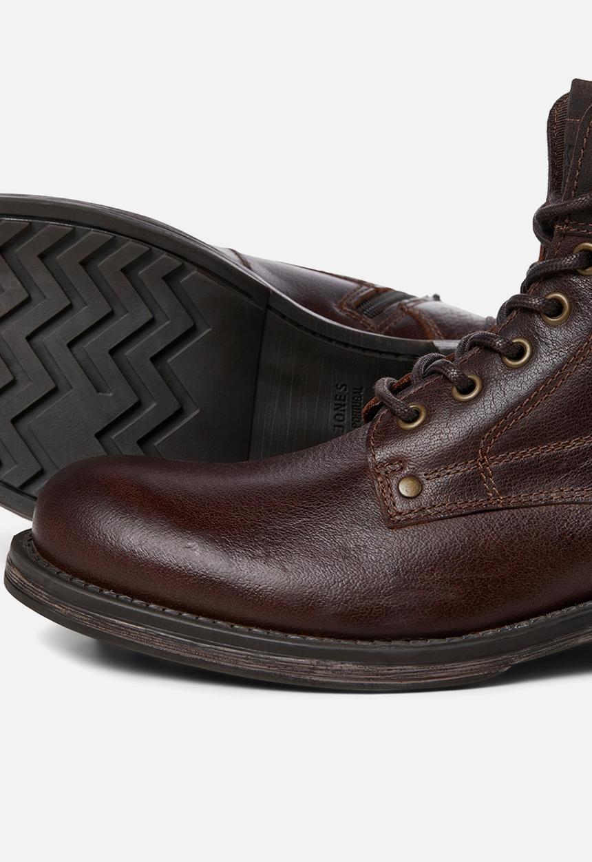Jack & Jones - Woodford leather boot - brown stone