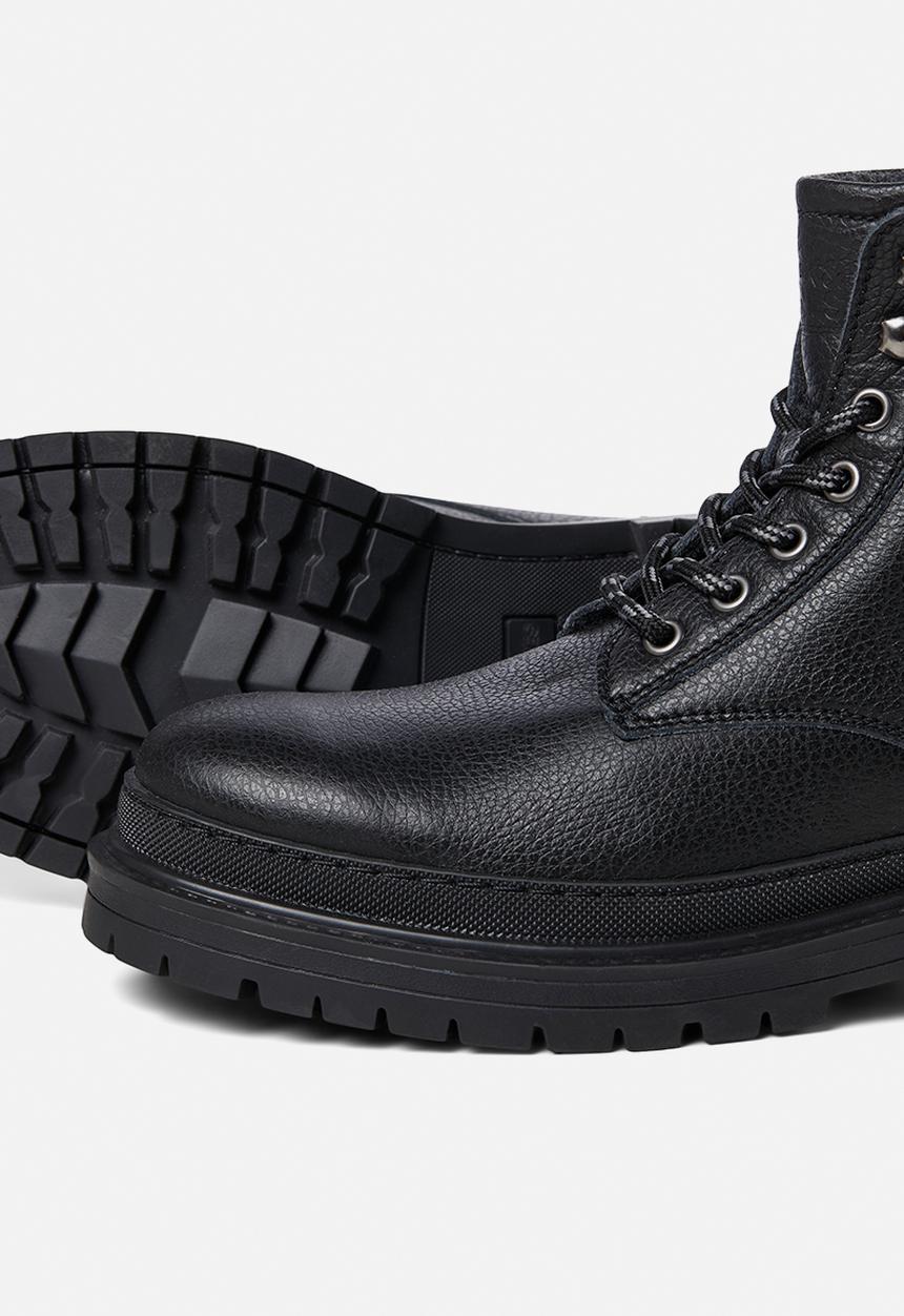Jack & Jones - Defence leather boot - black